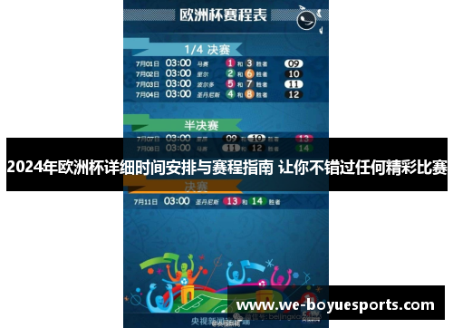2024年欧洲杯详细时间安排与赛程指南 让你不错过任何精彩比赛