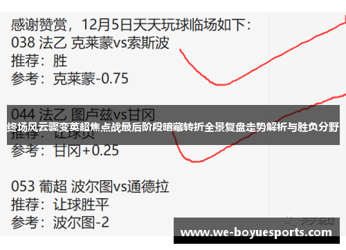 终场风云骤变英超焦点战最后阶段暗藏转折全景复盘走势解析与胜负分野 终场风云骤变英超焦点战最后阶段暗藏转折全景复盘走势解析与胜负分野